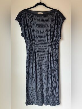 Oasis Gray and Black Patterned Midi body hugging super soft Dress